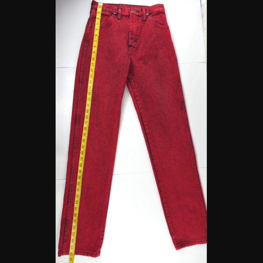 VINTAGE WRANGLER WOMEN'S SIZE 3 COWBOY CUT SLIM FIT RED DENIM JEANS INSEAM 32 in - Picture 16 of 16